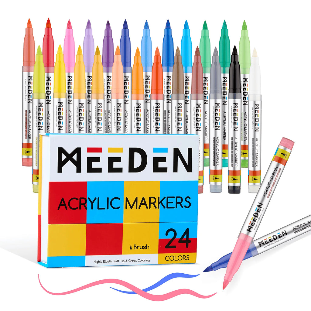 MEEDEN Acrylic Markers Brush Tip 24 colors