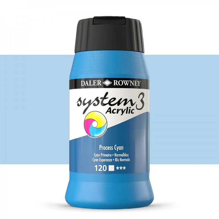 Daler-Rowney System 3 Original Acrylic Colours 500ml -Process Cyan