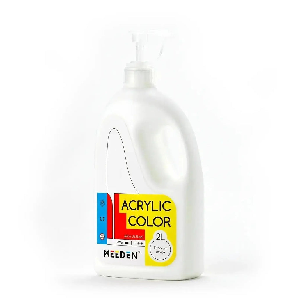 MEEDEN Acrylic Paint Titanium White with Pump Lid 2L 67.6 oz