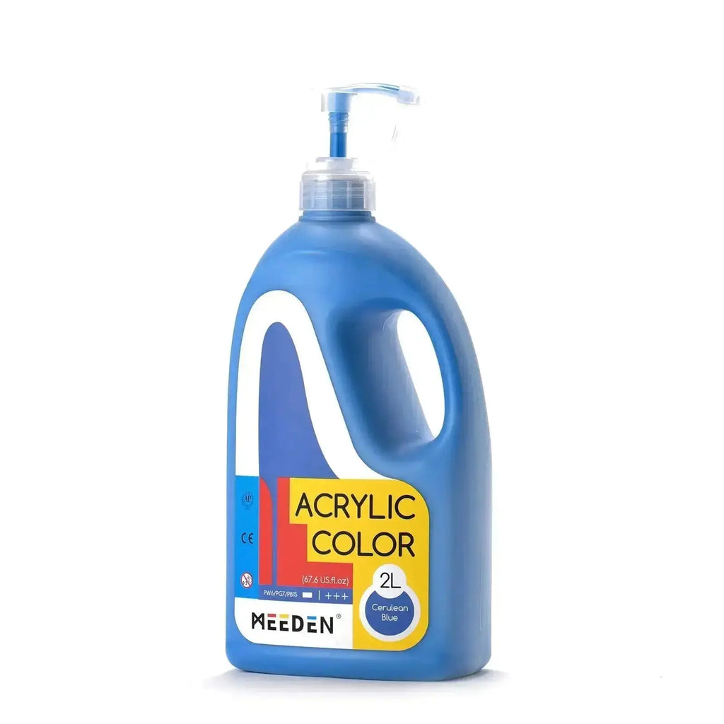 MEEDEN Acrylic Paint Cerulean Blue with Pump Lid 2L 67.6 oz