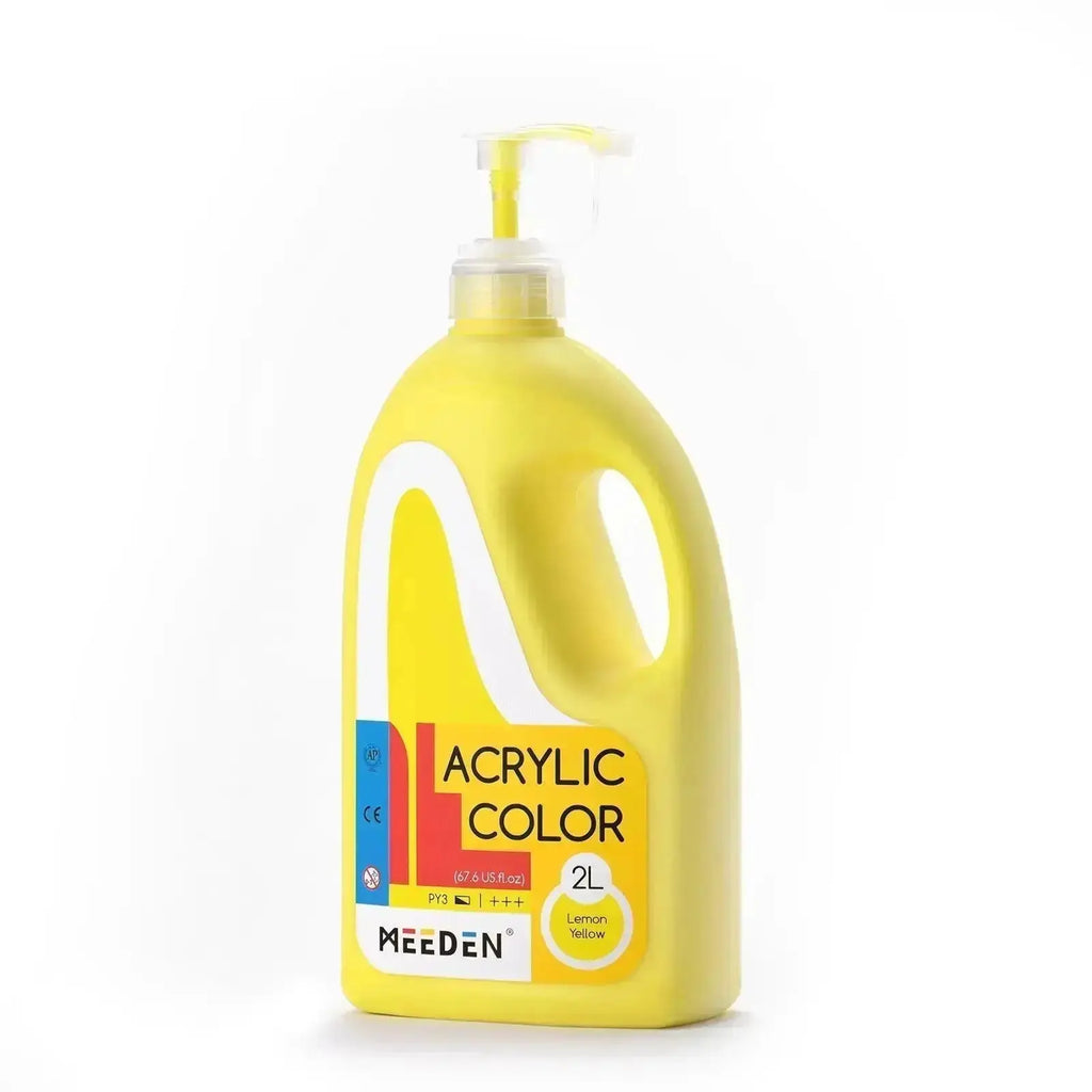 MEEDEN Acrylic Paint Lemon Yellow with Pump Lid 2L 67.6 oz