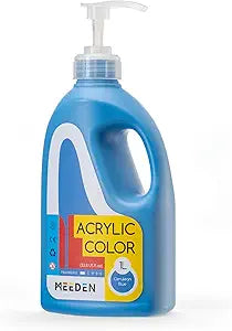 MEEDEN Acrylic Paint Cerulean Blue with Pump Lid 1Litre