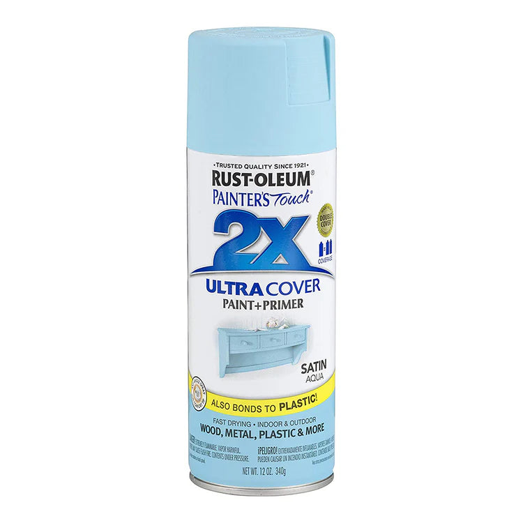 RUST-OLEUM 2X Ultra Cover Satin Paint & Primer Spray Paint 340g Aqua