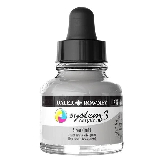 Daler-Rowney  System3  Acrylic Ink 29.5ml Silver