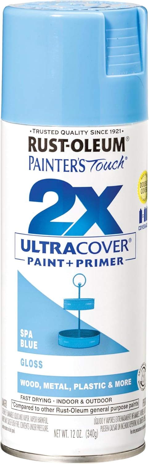 Rust-Oleum Painter's Touch 2X Ultra Cover Spray Paint, 12 oz, Gloss Spa Blue