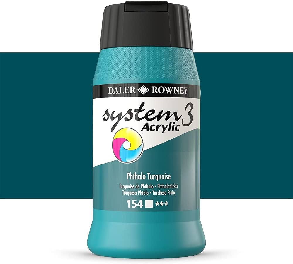 Daler-Rowney System 3 Original Acrylic Colours 500ml -Phthalo Turquoise